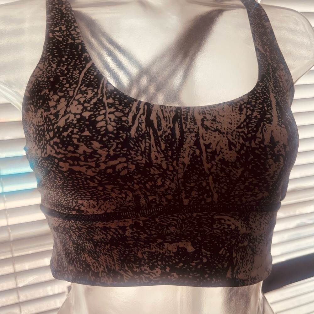 Lululemon Green and silver Patterned Sports Bra